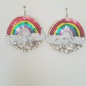 GASOLINE GLAMOUR SEQUIN RHINESTONE RAINBOW EARRINGS 🌈🌈🌈
